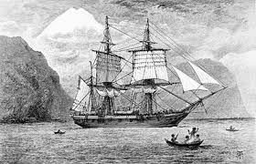 Pencil sketch of the HMS Beagle